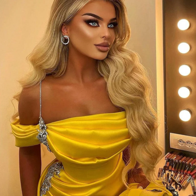 Sexy Prom Dresses Off Shoulder Beading High Split Evening Dress Saudi Arabia Mermaid Fashion  Cocktail Party Gowns - Deanwangkt