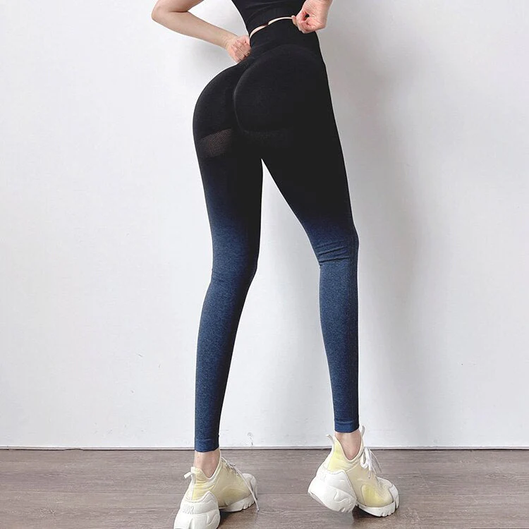 DEANWANGKT Seamless Leggings Yoga Pants Women Push Up Sports Fitness Jogging Gradient High Waist Gym Workout Scrunch Butt Running Leggings - Deanwangkt
