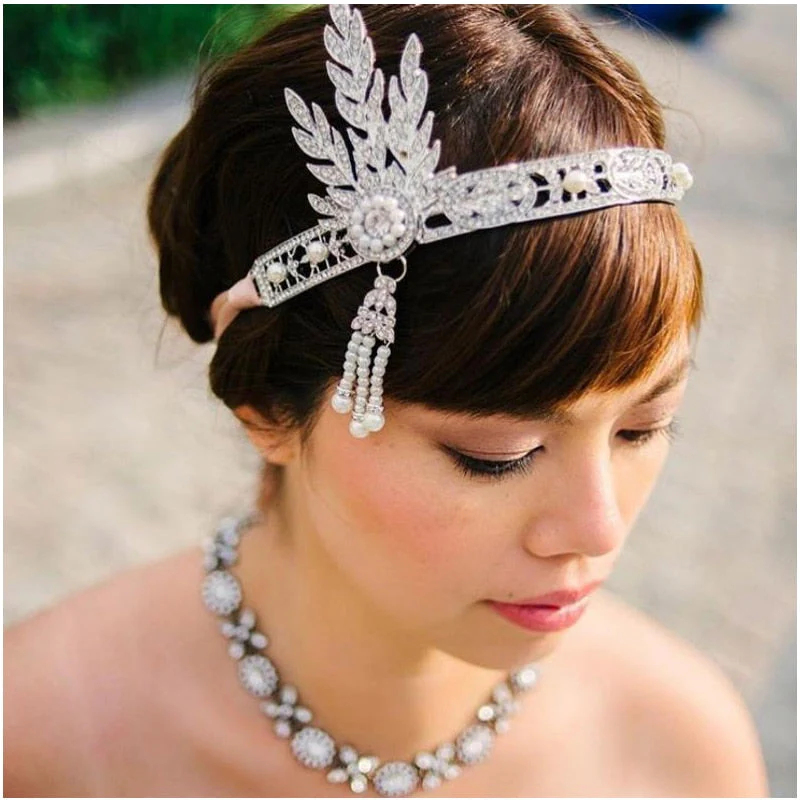 Silver 20s Headpiece Vintage 1920s Headband Flapper Great Gatsby Jewelry Accessories - Deanwangkt