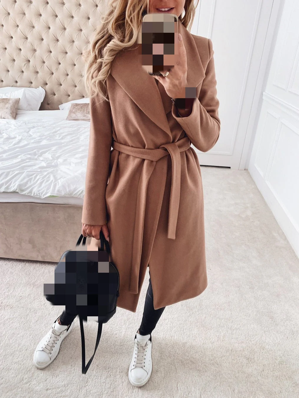 deanwangkt  Spring Wool Women's Coat Trench Lace Up Long Black Coats Female Elegant Autumn Fashion Casual Outerwear Ladies Clothing - Deanwangkt