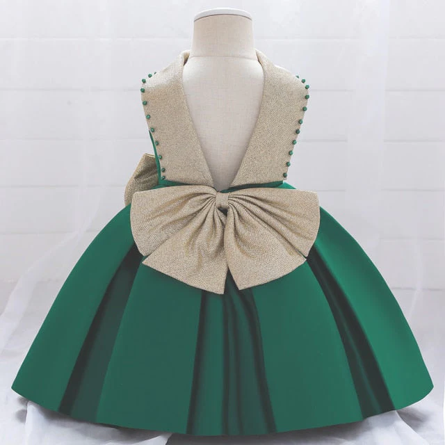Summer Sequin Big Bow Baby Girl Dress 1st Birthday Party Wedding Dress For Girl Palace Princess Evening Dresses Kid Clothes - Deanwangkt