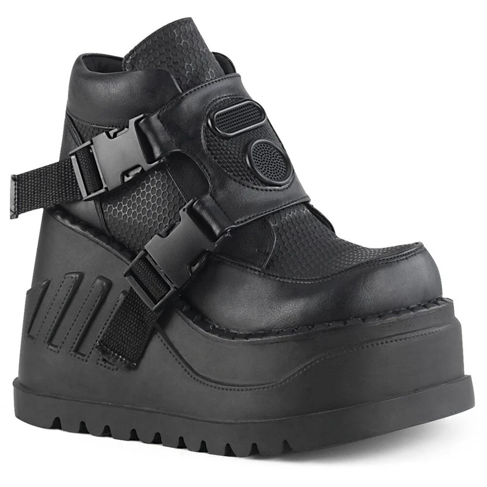 DEANWANGKT  Band Goth Platform Wedges Punk Chunky Mid Calf Boots Women Thick Heel Autumn Trendy Cosplay Casual Shoes Women - Deanwangkt