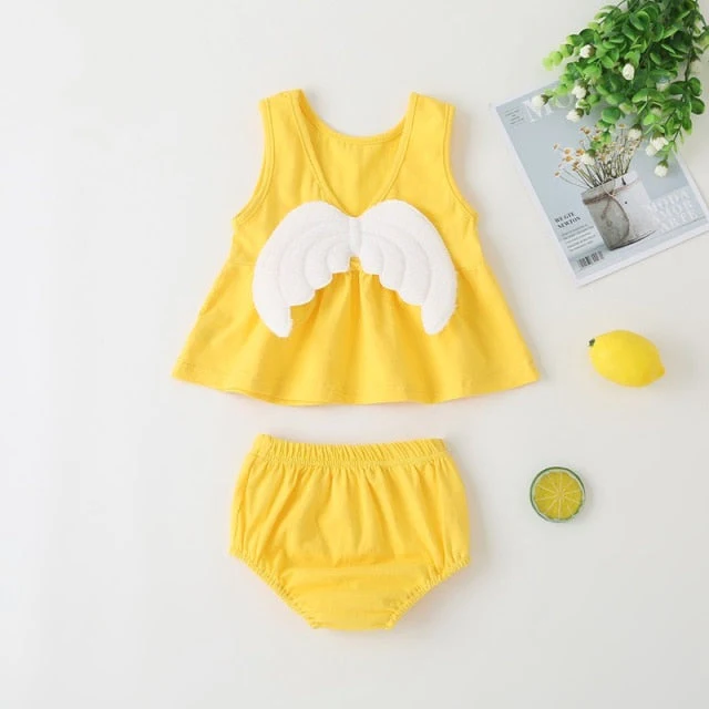 deanwangkt NEW Newborn Baby Girls Clothes Sleeveless Dress+Briefs 2PCS Outfits Set Striped Printed Cute Clothing Sets Summer Sunsuit 0-24M - Deanwangkt
