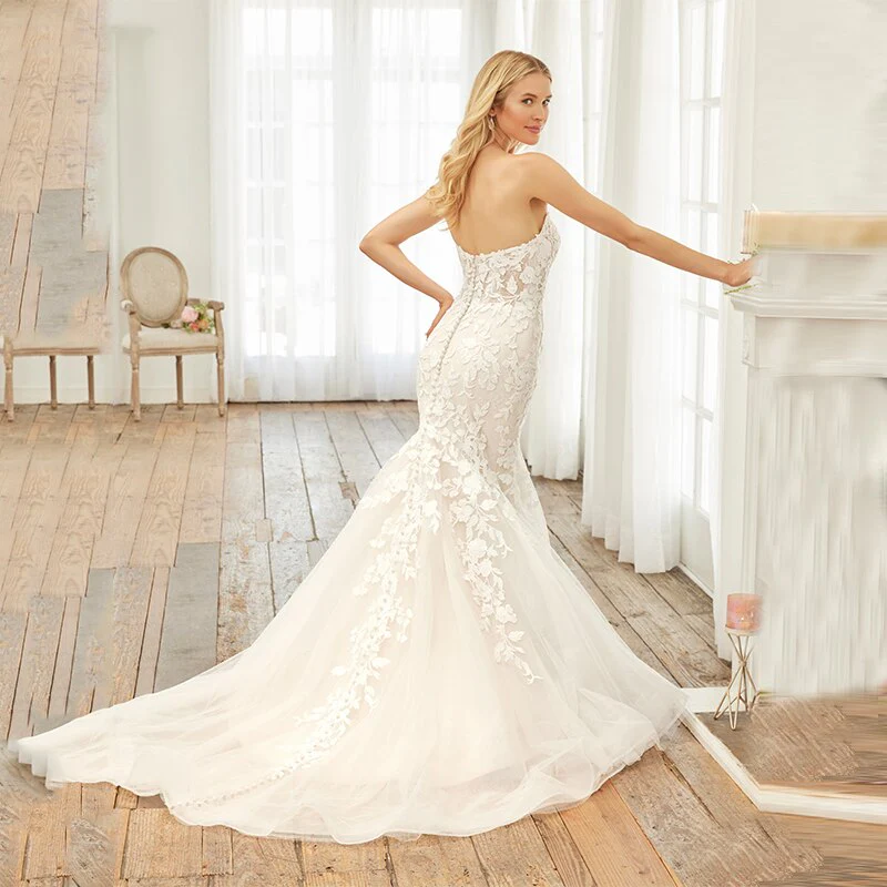 deanwangkt  Summer Backless Custom Made Mermaid Applique Lace Wedding Dresses Trumpet Beach Bridal Gown Brautkleider Bride Vestidos De Novia - Deanwangkt