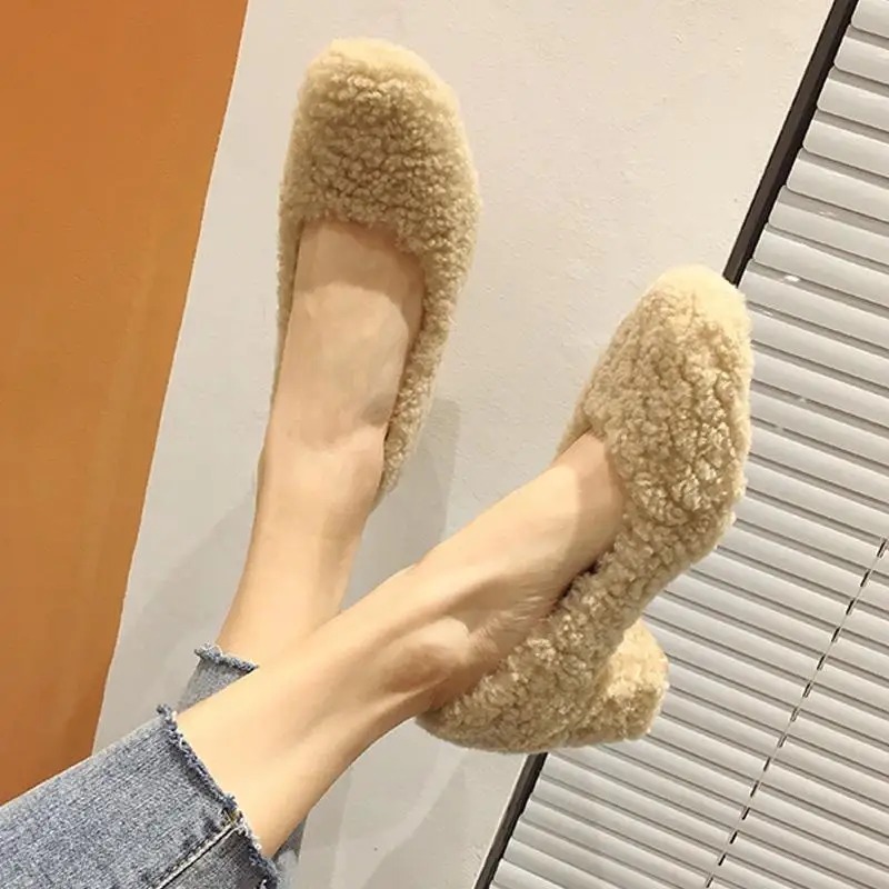 deanwangkt Designer's New Winter High-heeled Shoes with Lambswool Curly Plush Banquet with One Pedal and Thick Bottom Shoes for Women - Deanwangkt