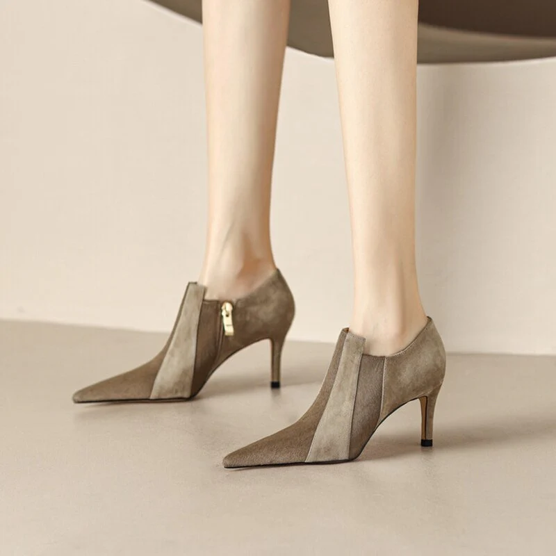 deanwangkt Autumn Boots    Spring Women Ankle Boots Sheep Suede Shoes Pointed Toe High Heel Shoes Women Autumn Thin Heel Boots for Woman botines mujer - Deanwangkt