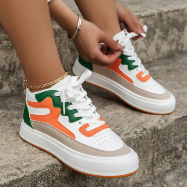 deanwangkt - White Green Casual Patchwork Frenulum Round Comfortable Out Door Shoes - Deanwangkt
