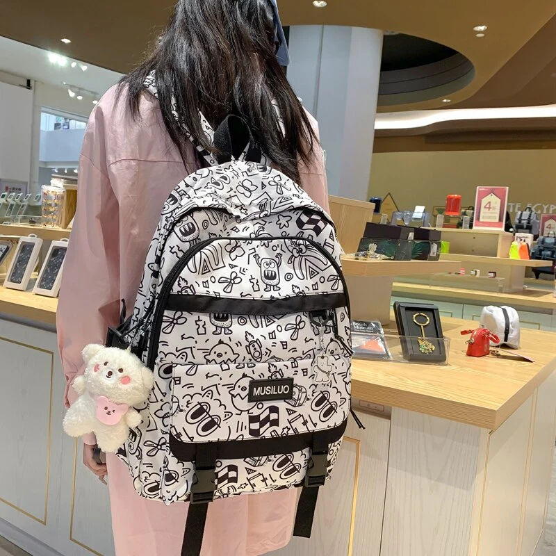 Fashion Backpack For Women School Bags Men Travel Rucksack Graffiti Boy Girl Student Bag Female College Knapsack Laptop Mochila - Deanwangkt