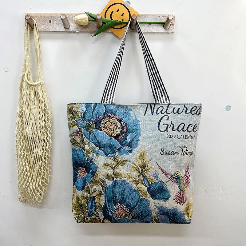 deanwangkt Women Canvas Shoulder Bag London Books Print Ladies Casual Handbag Tote Bag Reusable Large Capacity Cotton Shopping Beach Bag - Deanwangkt