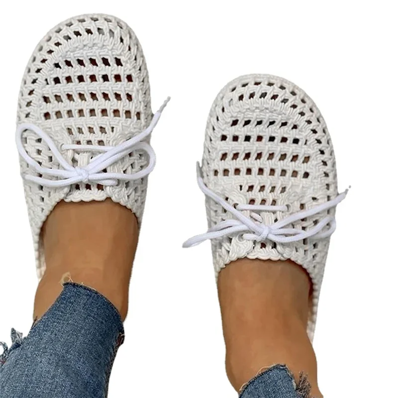 deanwangkt Women's Flip-flops Summer Shoes for Women Sandals Fashion Hollow Out Breathable Beach Shoes Lace-up Ladies Slippers Sandals - Deanwangkt