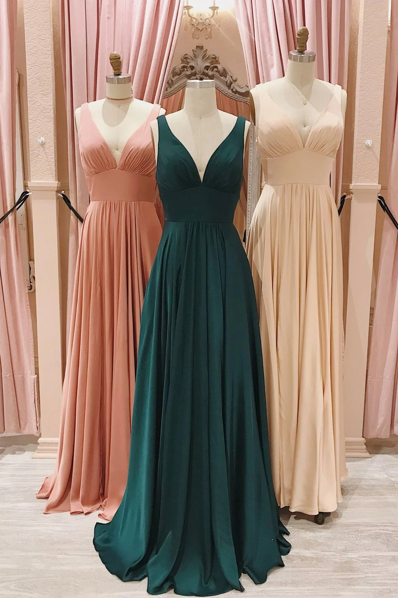 solvbao Simple V-Neck Long Prom Dresses, A-Line Evening Party Dresses - Deanwangkt
