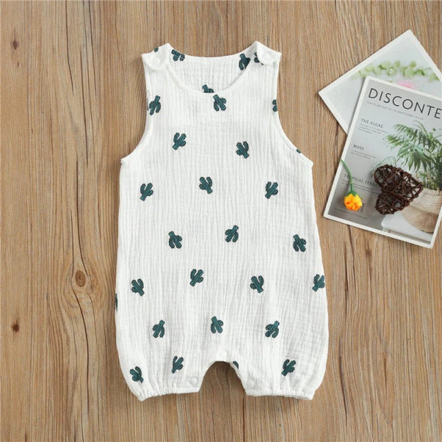 Baby Girls Romper Summer Infant Unisex Newborn Sleeveless Girls Print One-pieces Jumpsuit Baby Cotton Linen Soft Clothes Outfits - Deanwangkt