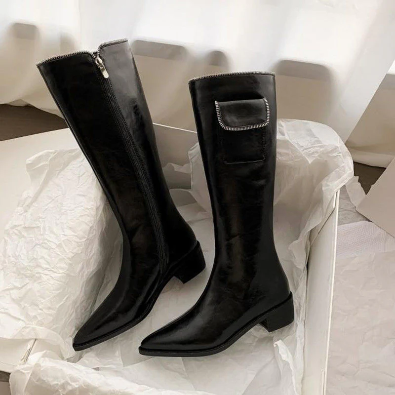 DEANWANGKT  New Autumn Winter Women Mid Heels Shoes Fashion Zipper Warm Ankle Snow Boots Gladiator Designer Modern Botas Mujer Zapatos - Deanwangkt