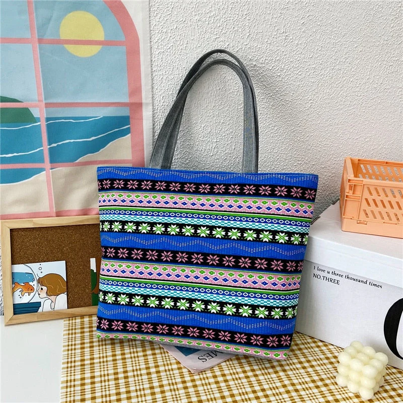 deanwangkt  Fashion Folding Women Big Size Handbag Tote Ladies Casual Flower Printing Canvas Graffiti Shoulder Bag Beach Bolsa Feminina - Deanwangkt