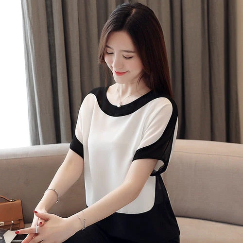 Graduation Gifts  fashion women blouses  women blouse shirt short Sleeve plus size chiffon blouse women shirts womens tops and blouses 3397 50 - Deanwangkt