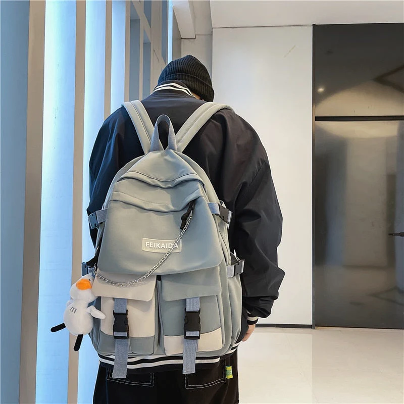 deanwangkt Fashion Women Backpack Cute School Bag for Teenagers Girls Boys Mochila Kawaii Cotton Black Lady Travel Rucksack - Deanwangkt