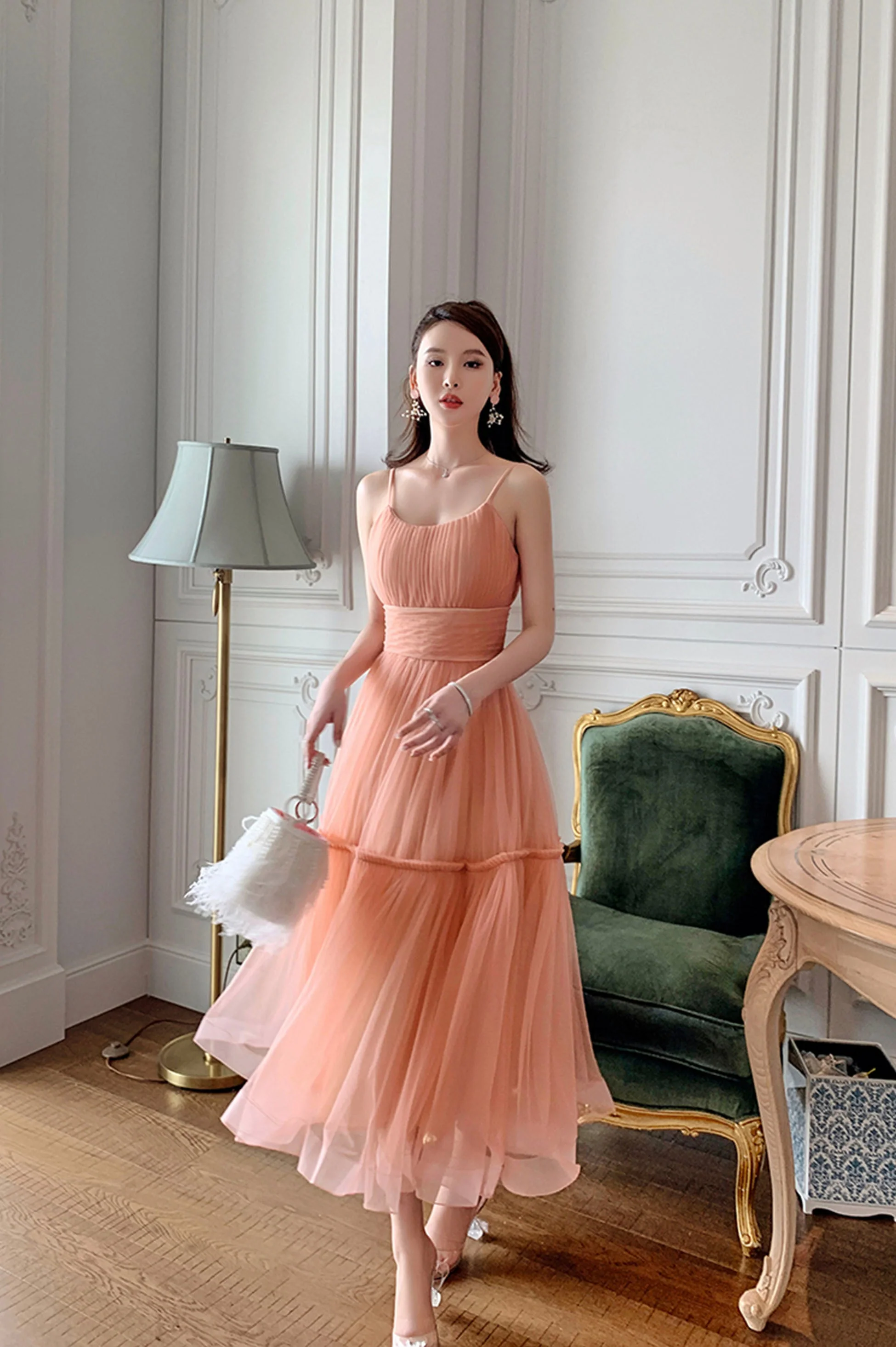 solvbao Cute Tulle Short A-Line Prom Dress, Spaghetti Strap Tulle Homecoming Dress - Deanwangkt