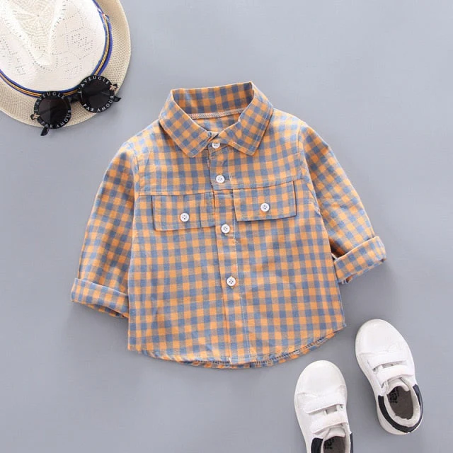 deanwangkt  Kids Shirt Clothes Spring Thin Blouses Clothing Infant Boy Plaid Cotton Tops 1 2 3 4 Years Kids Long Sleeves Shirt - Deanwangkt