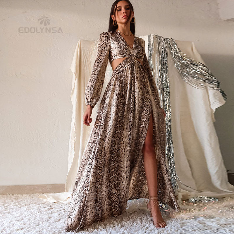 deanwangkt Sexy V-Neck Backless Hollow Out Dress  Summer Women Lantern Sleeve Club Party Long Maxi Dresses Tunic Beach Cover Up - Deanwangkt