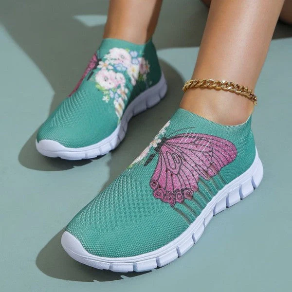 deanwangkt - Cyan Casual Patchwork Printing Round Comfortable Shoes - Deanwangkt