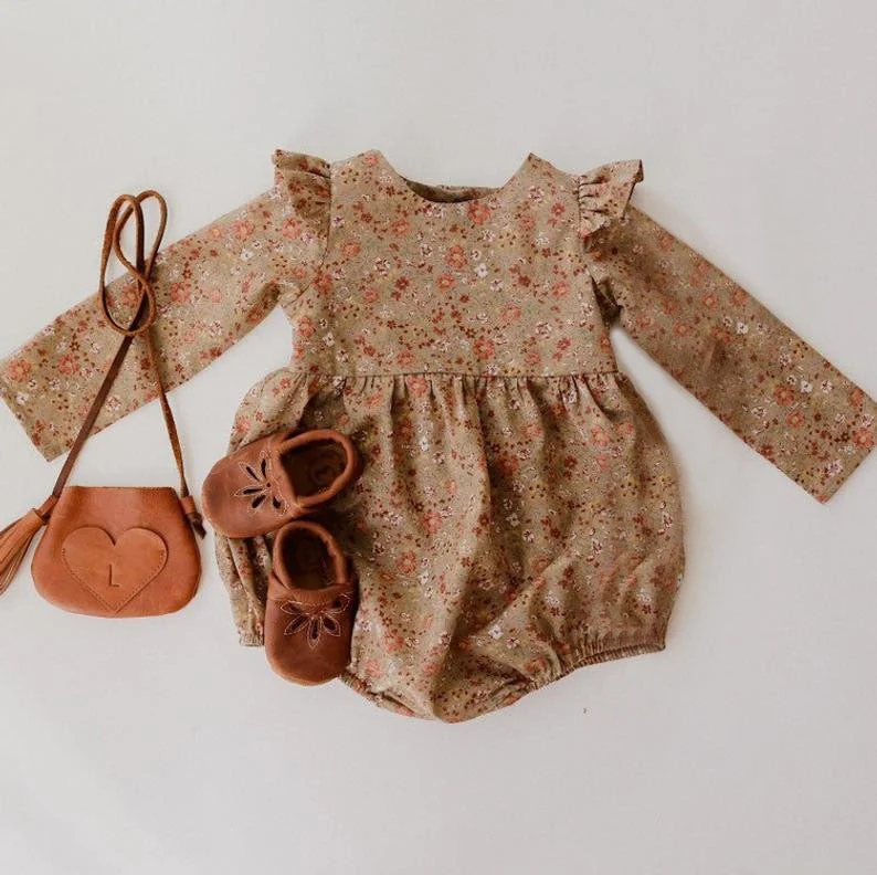 Baby Girl Rompers for 0-24M Long Sleeve Romper Jumpsuits One-piece New Fashion 100% Organic Cotton Newborn Baby Girl Clothes - Deanwangkt