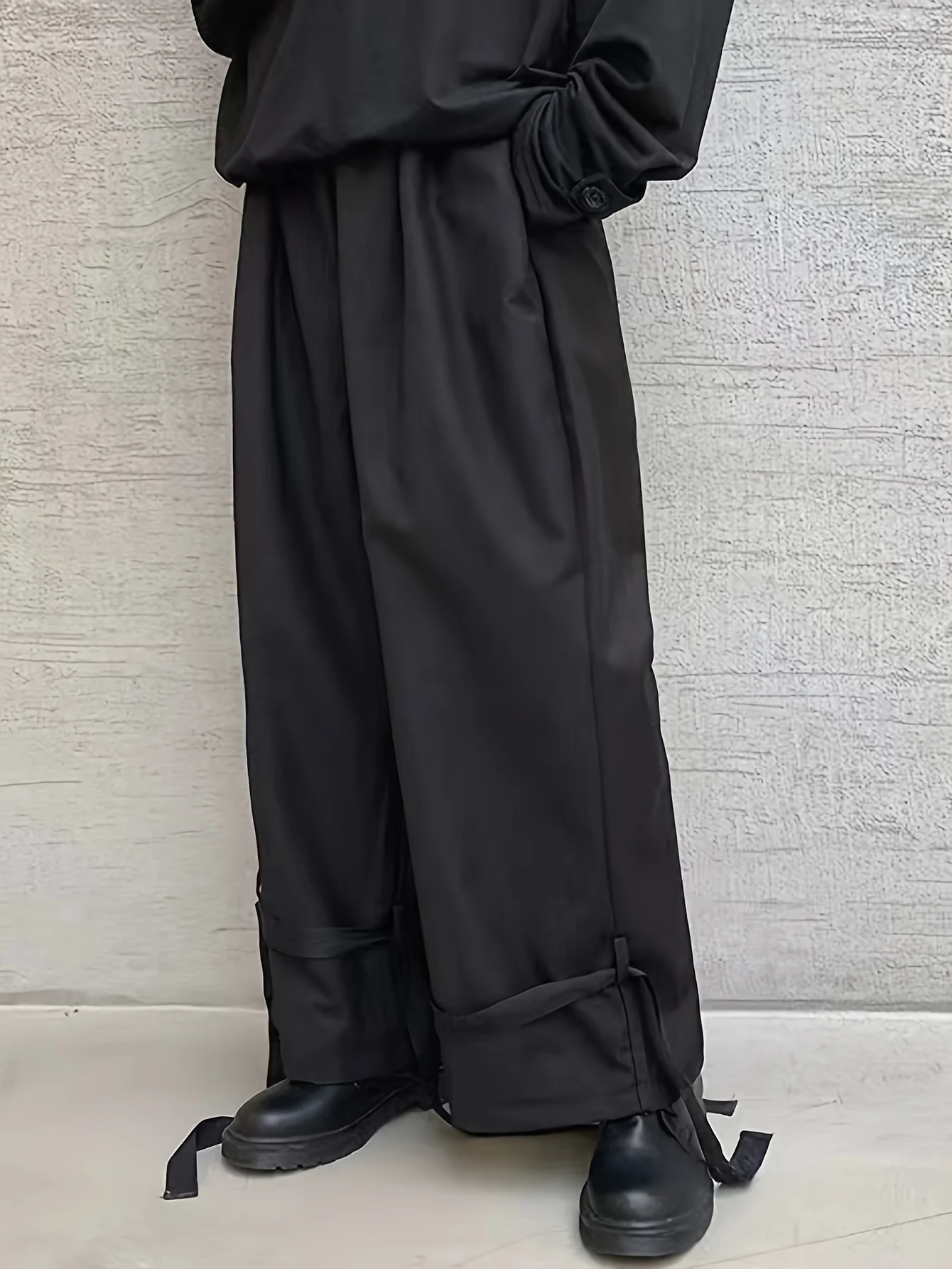 Men's Stylish Wide Leg Pants, Casual Slightly Stretch Breathable Loose Pants For Outdoor - Deanwangkt