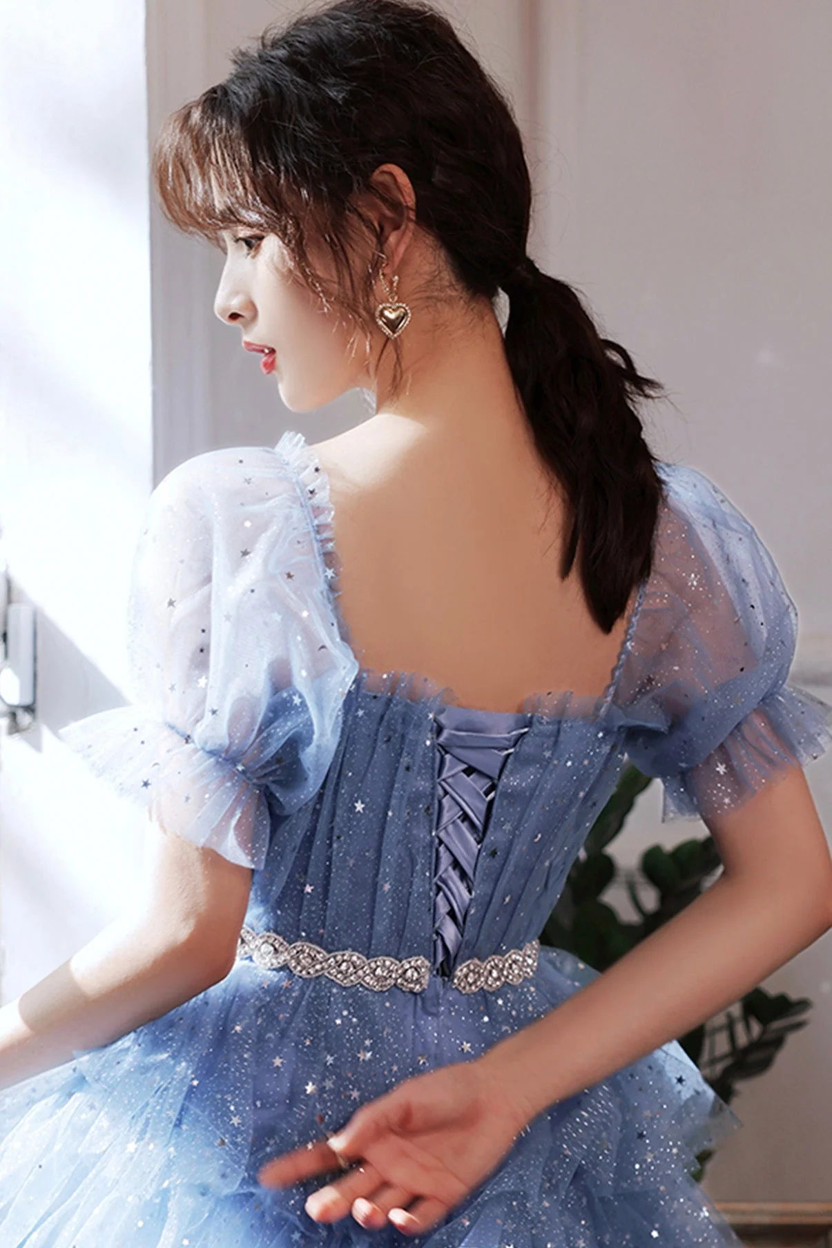 solvbao Blue Tulle Short A-Line Prom Dresses, Blue Mini Party Dresses - Deanwangkt