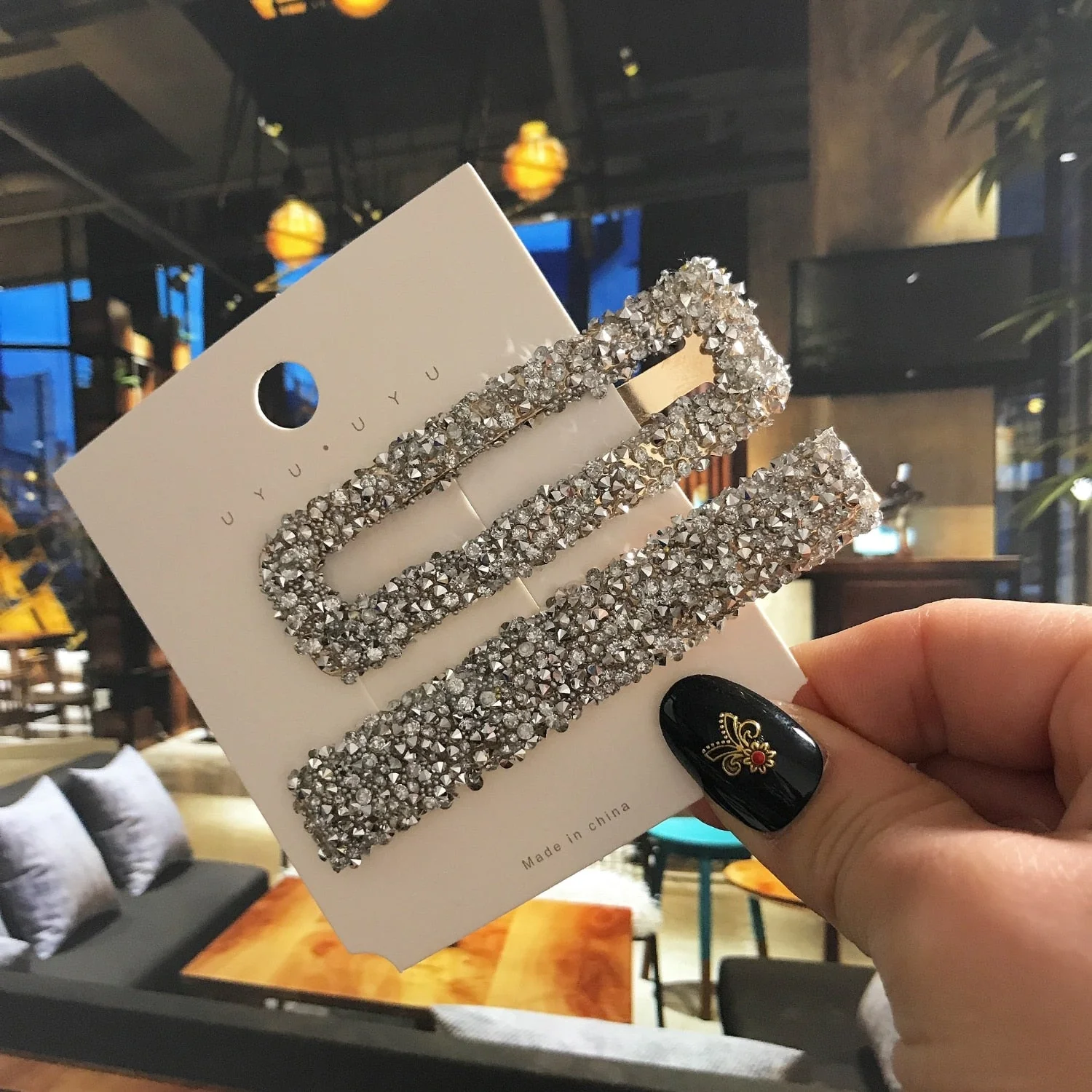 deanwangkt 2pcs/set Women Hairpins Hair Clip Accessories Femme Fashion Luxury Long Square Crystal Barrette Gold Hairgrip Headdress  New - Deanwangkt