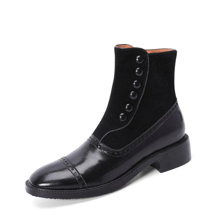 deanwangkt Autumn Boots    Ankle Boots Women Boots with Side Zipper Round Toe Chunky Heel Short Tube Rivet Boots Womens Shoes - Deanwangkt