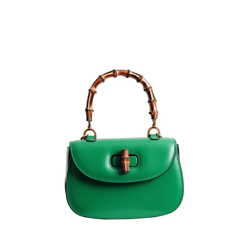 deanwangkt High quality Messenger Bag Bamboo Bag Handbag Saddle Bag Mahjong Bag Women Crossbody BagNew Leather Retro Fashion Women's Bag - Deanwangkt