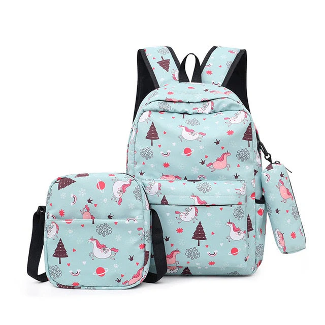 deanwangkt 3pcs/set Printing School Bags Backpacks Schoolbag Fashion Kids Lovely Backpack For Children Girls School bag Student Mochila sac - Deanwangkt