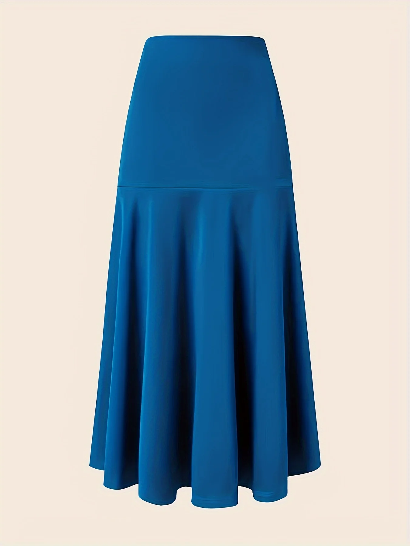 deanwangkt Plus Size Party Skirt, Women's Plus Solid High Rise Non-stretch Maxi Mermaid Skirt - Deanwangkt