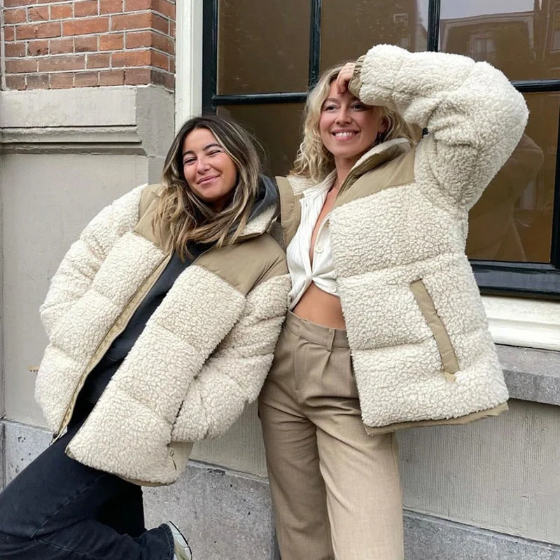 deanwangkt Thick Warm Teddy Jacket Women Winter Suede Fur Fleece Jacket Coat Faux Shearling Outerwear Coats Female Lamb Puffer Jackets Man - Deanwangkt
