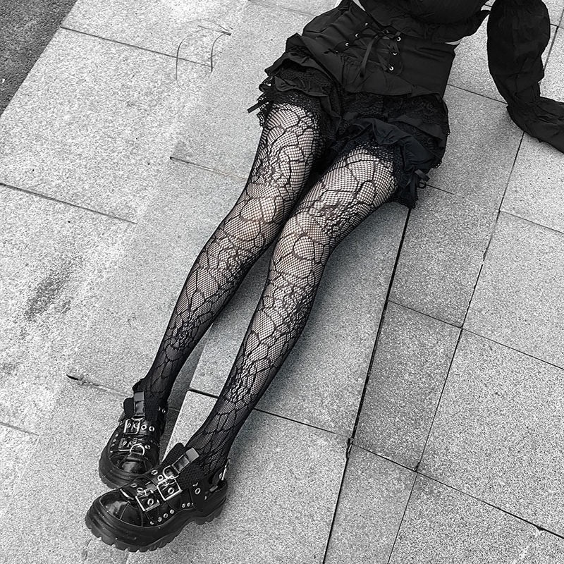 deanwangkt  Lolita Dark Gothic Tights Women Y2k Preppy Style Mall Goth Punk Spider High Waist Jk Socking Emo Alt Fishnet Stockings - Deanwangkt