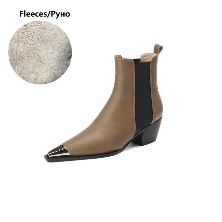 deanwangkt  fashion inspo   NEW Fall Women Boots Pointed Toe Chunky Heel Shoes for Women Black Split Leather Shoes Winter Concise Western Boots Cowboy Boots - Deanwangkt