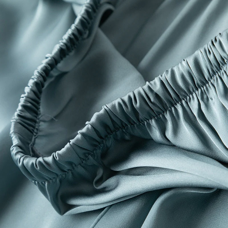 deanwangkt Nightwear Pyjamas Pajamas Set Satin Long Sleeve Women 2 Piece pjs sets Casual Lace Sleepwear Shirt&Pants Silky Intimate Lingerie - Deanwangkt