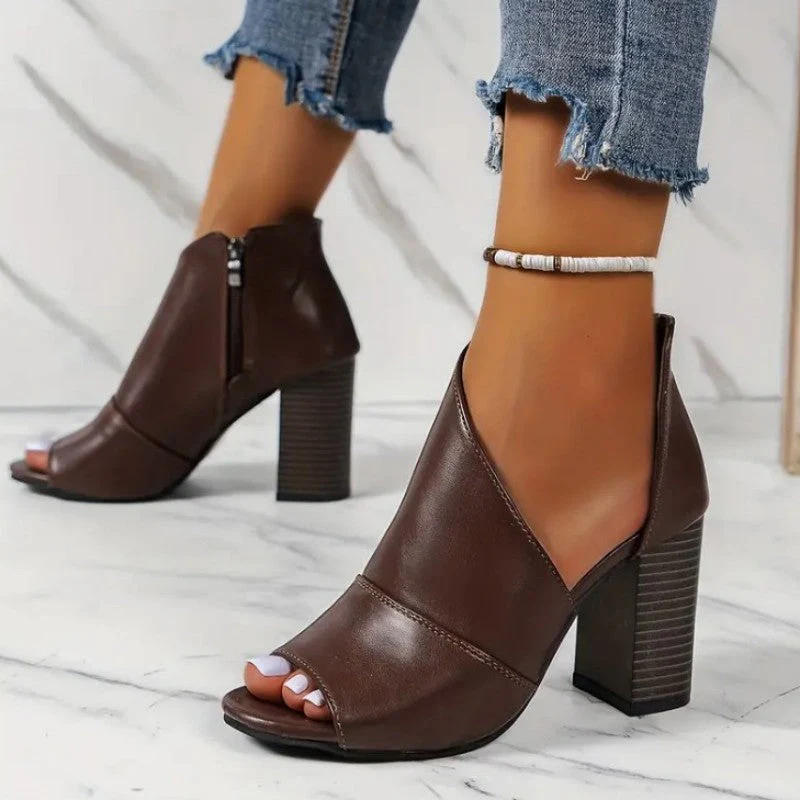 deanwangkt - Grey Casual Patchwork Asymmetrical Fish Mouth Out Door Wedges Shoes (Heel Height 3.54in) - Deanwangkt