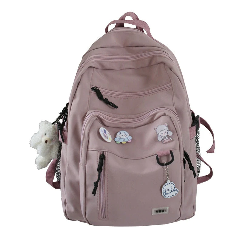 deanwangkt Fashion Big Student Backpack NEW Badge Rucksack Girls School Bag High Capacity Women Backpack Female Cute Leisure Travel Mochila - Deanwangkt