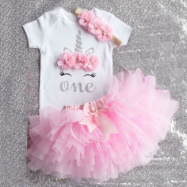 deanwangkt My Little Baby Girl First 1st Birthday Party Dress Cute Pink Tutu Cake Outfits Infant Dresses Baby Girls Baptism Clothes 0-12M - Deanwangkt