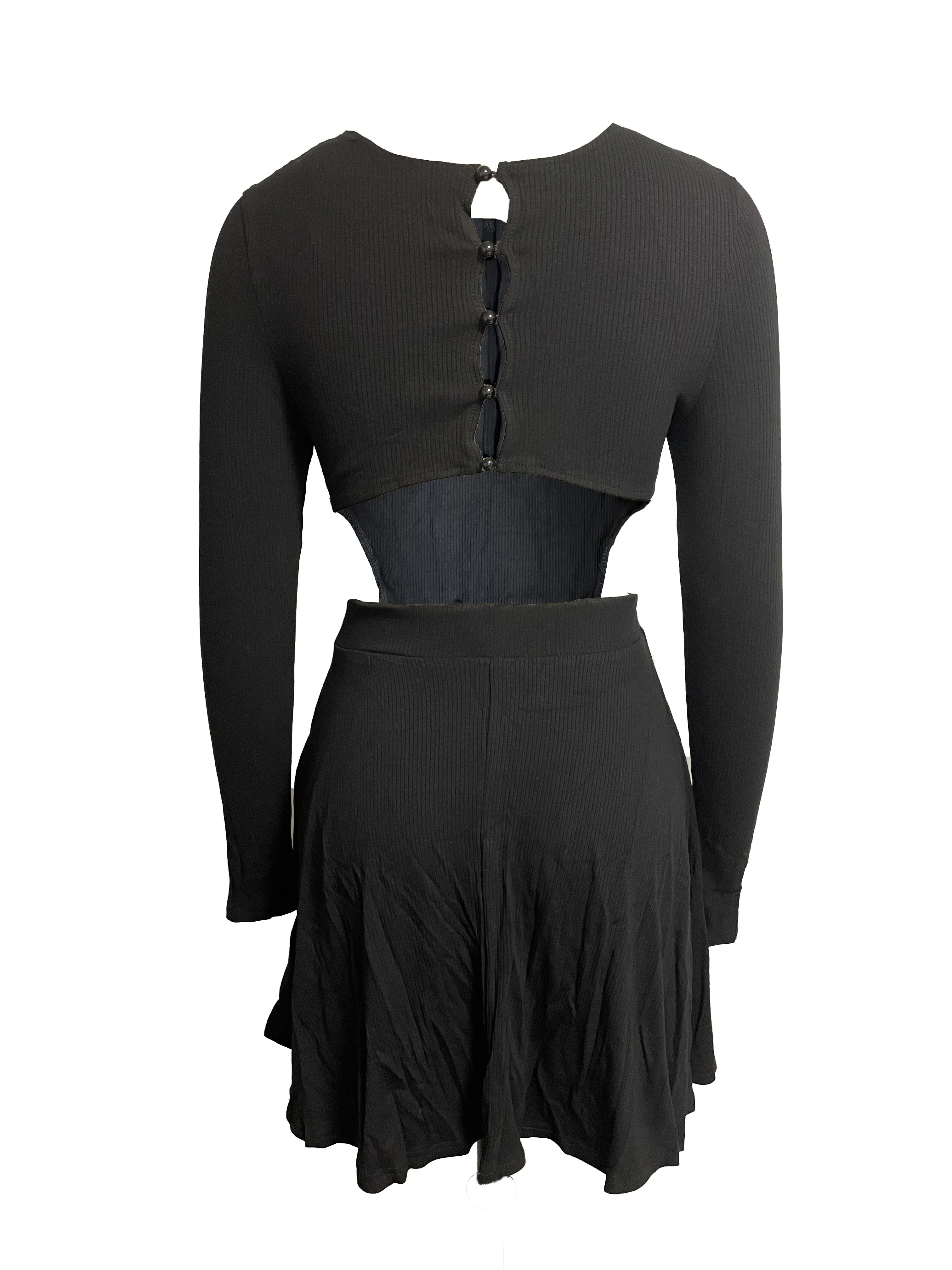 deanwangkt-1  Backless Solid Dress, Sexy Long Sleeve Bodycon A Line Dress, Women's Clothing - Deanwangkt