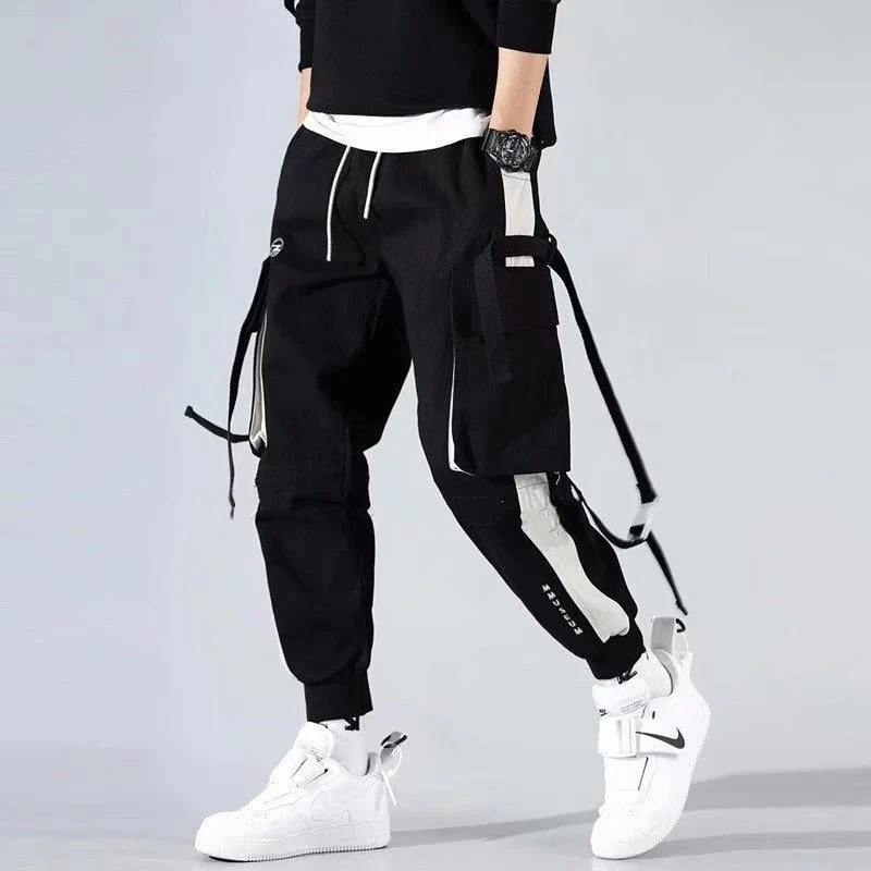 DEANWANGKT Mens Vintage Hip Hop Style Baggy Jeans Streetwear Pockets Men's Jogger Pants Hip Hop Sweatpants Joggers Trousers Tactical Mens Pants Cargo Harem Pants Men Clothes - Deanwangkt