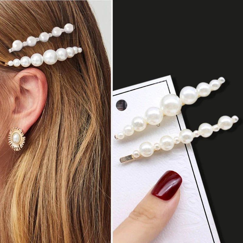 deanwangkt 1Set Handmade Pearls Hair Clips Pin for Women Fashion Geometric Flower Barrettes Headwear Girls Sweet Hairpins Hair Accessorie - Deanwangkt