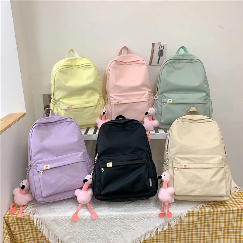 Back to school  Kawaii Teens Bookbag Bag for Girl Fashion Schoolbag Cute Canvas Backpack Women Travel Shoulder Mochila Laptop Rucksack - Deanwangkt