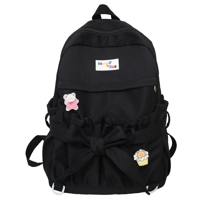 Back To School Korean Style Women Sweet Backpack Large Capacity Open Pockets Kawaii Female Bow School Bags for Teenager Girls Travel Backpacks - Deanwangkt