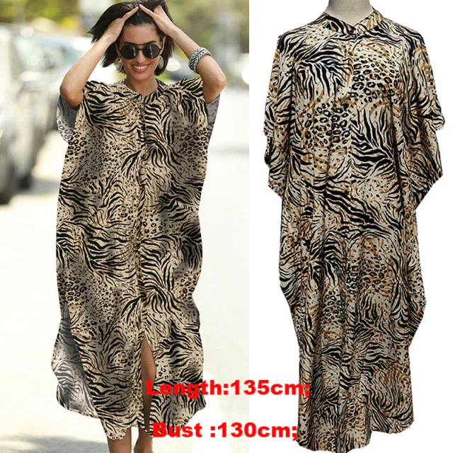 Cover-ups  Kaftan Beach Print SnakeSkin Swimsuit cover up Kimono Plage Beach Robe Femme Long Dress Sarong Dress Beachwear - Deanwangkt