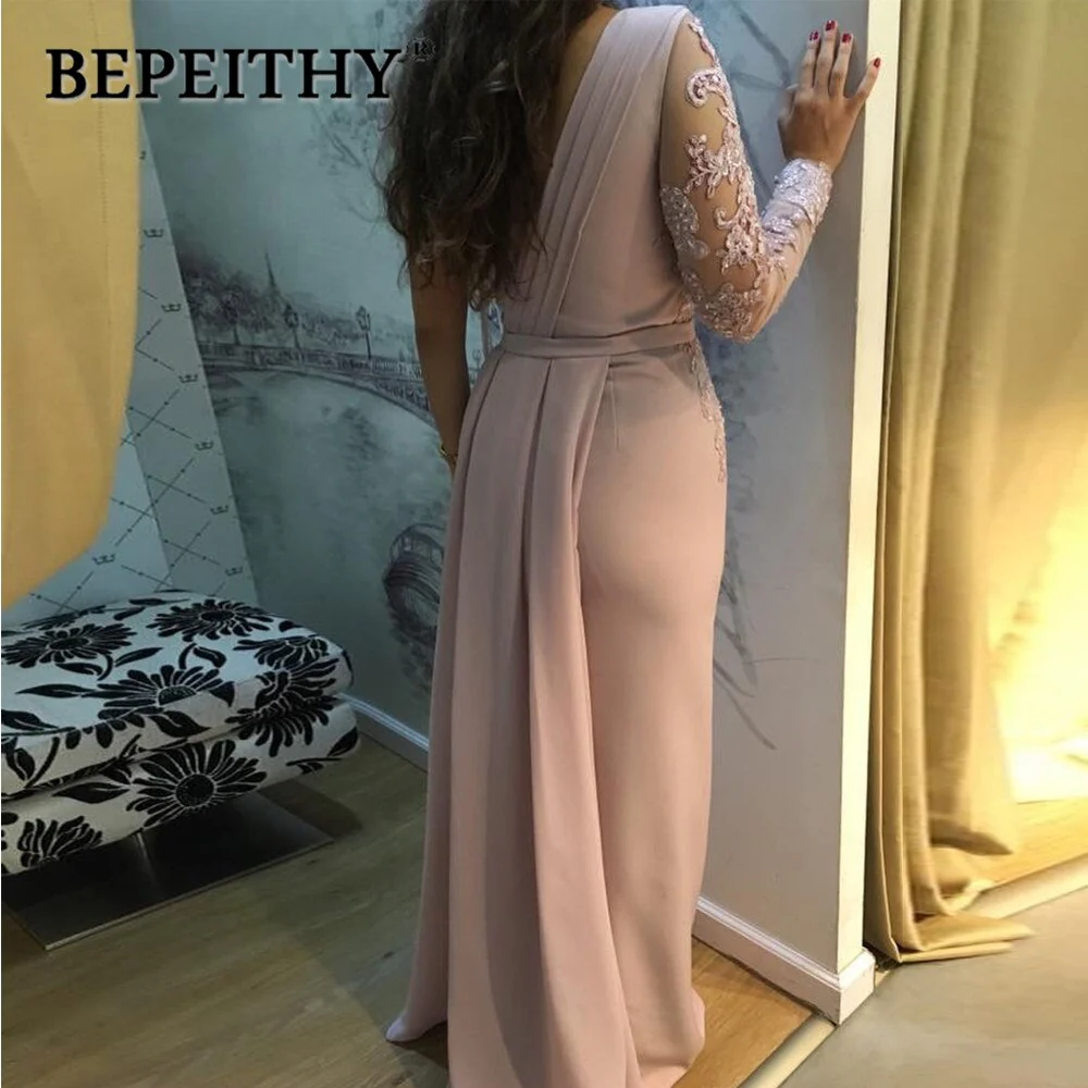 BEPEITHY One Shoulder Wedding Party Dress Long Sleeve  Vestido De Festa Long Evening Prom Dress - Deanwangkt