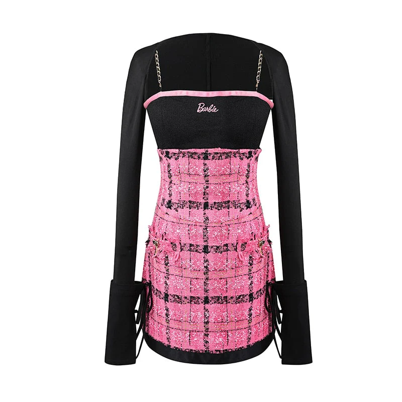 Joskka Barbie Pink Style Fragrance Sling Waistcoat Two-Piece A-Line Dress Slim Fit Women Party Dress Fashion Girl - Deanwangkt