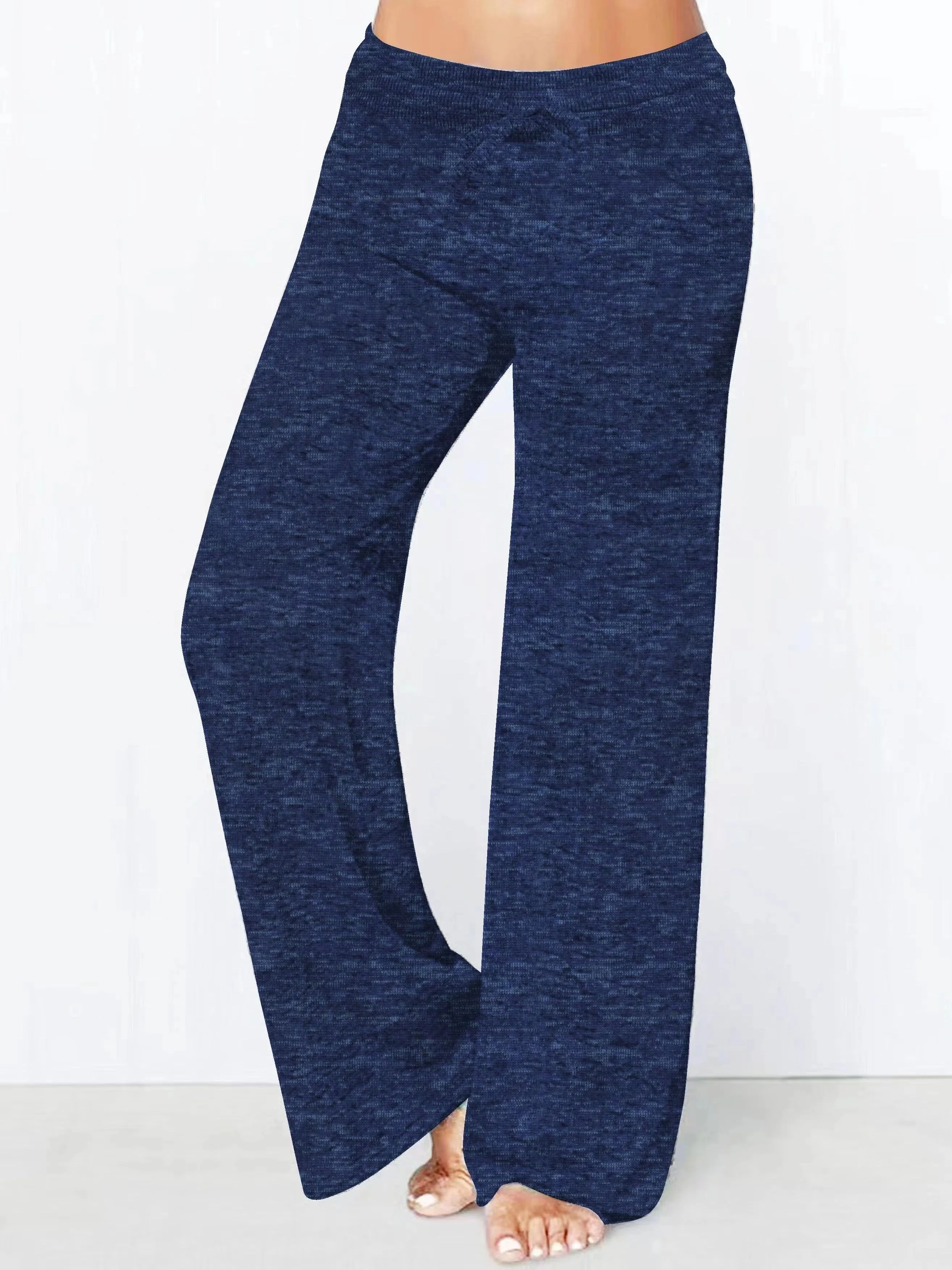 deanwangkt-1  Solid Drawstring Straight Leg Pants, Casual Loose Pants For Spring & Fall, Women's Clothing - Deanwangkt