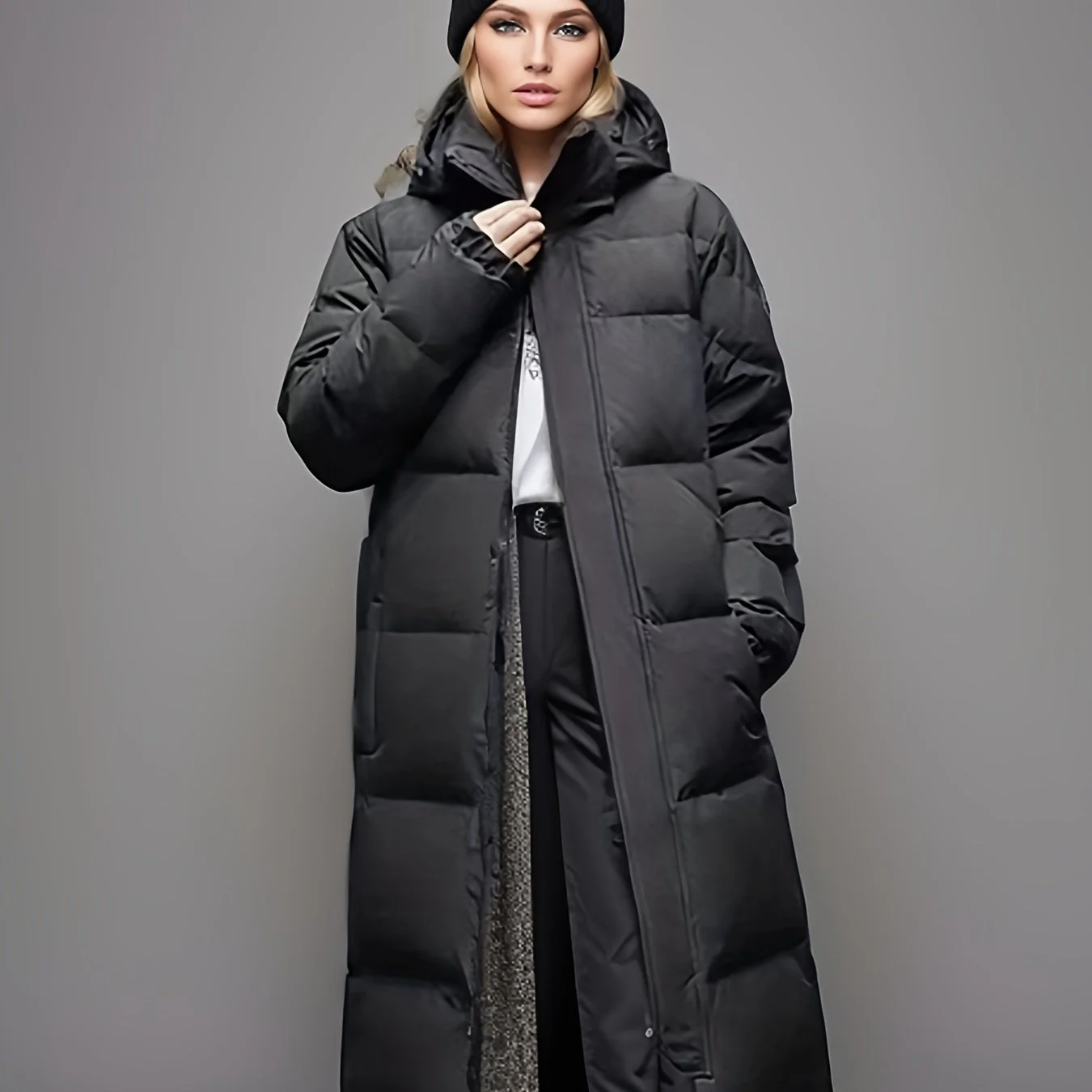 Long Length Hooded Parka, Casual Long Sleeve Winter Warm Outerwear, Women's Clothing - Deanwangkt