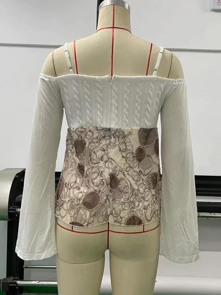 deanwangkt Y2K Gothic Clothes Crop Tops Off White Lolita Women Tops Gyaru  Long Sleeve Tops Cyber Lace Top Exposure Simple Clothes - Deanwangkt